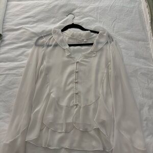 Wilfred Sheer White Ruffle Blouse